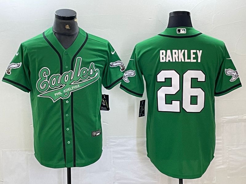 Men Philadelphia Eagles 26 Barkley Green 2024 Nike Co branded NFL Jersey style 5